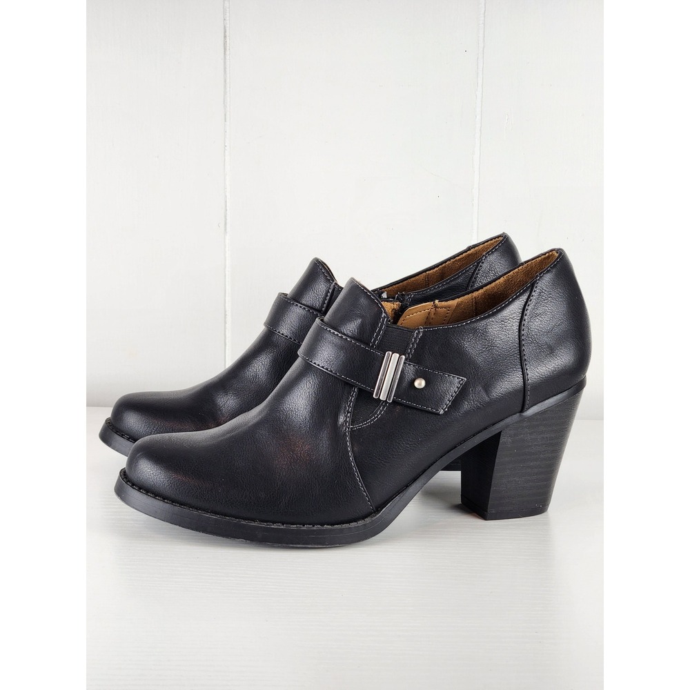 Natural Soul by Naturalizer Ankle boots Black Faux Booties Block Heel Size 10